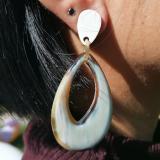 Horn earrings, teardrop, light