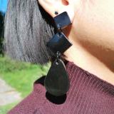 Elegant black earrings made from natural buffalo horn