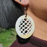 Round horn earrings with fish scale pattern